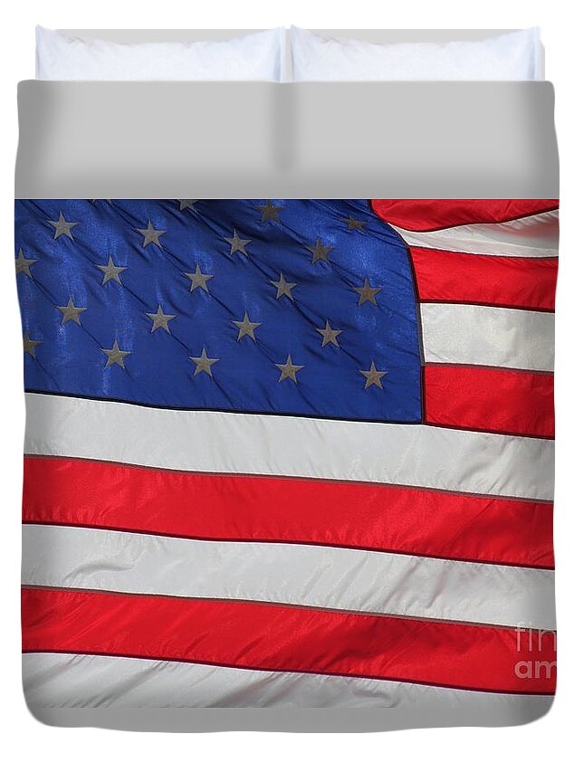 Flag Duvet Cover featuring the photograph US Flag on Memorial Day #3 by Robert D Brozek
