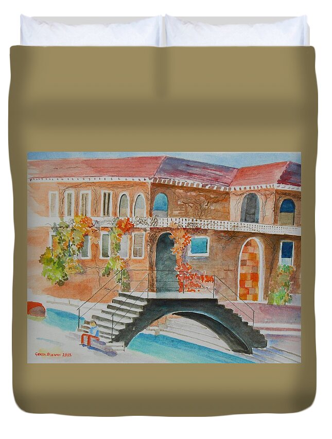 Door Duvet Cover featuring the painting Venice #2 by Geeta Yerra