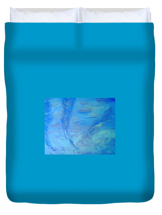 Blue Duvet Cover featuring the painting Waterspouts by Suzanne Berthier