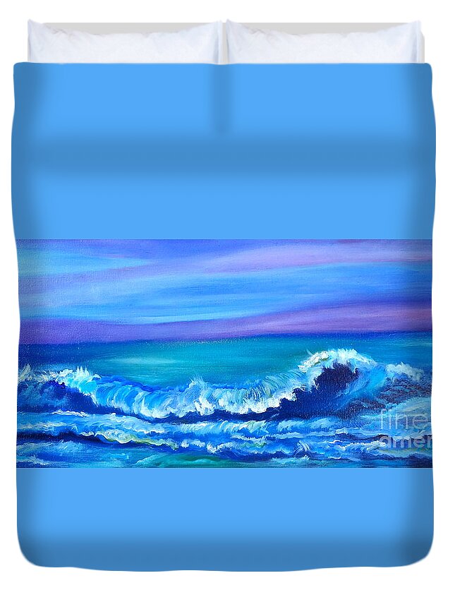Wave Canvas Print Duvet Cover featuring the painting Wave by Jenny Lee