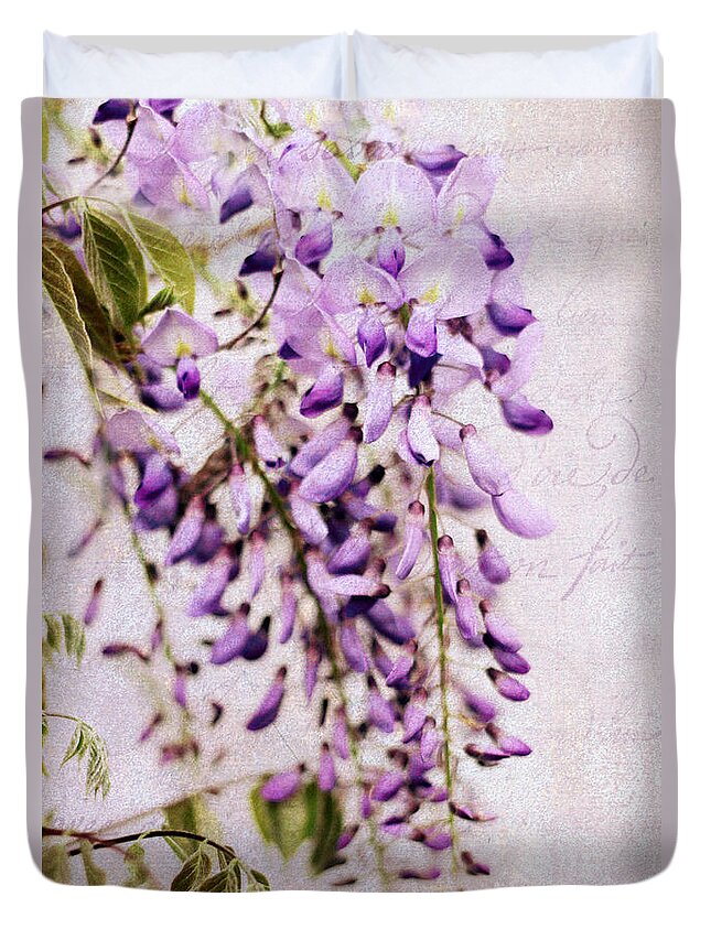 Flowers Duvet Cover featuring the photograph Wisteria Petals #1 by Jessica Jenney