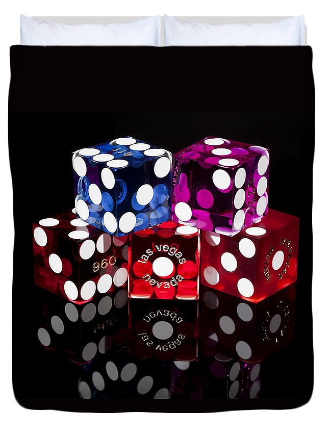 Dice Duvet Cover featuring the photograph Colorful Dice #20 by Raul Rodriguez