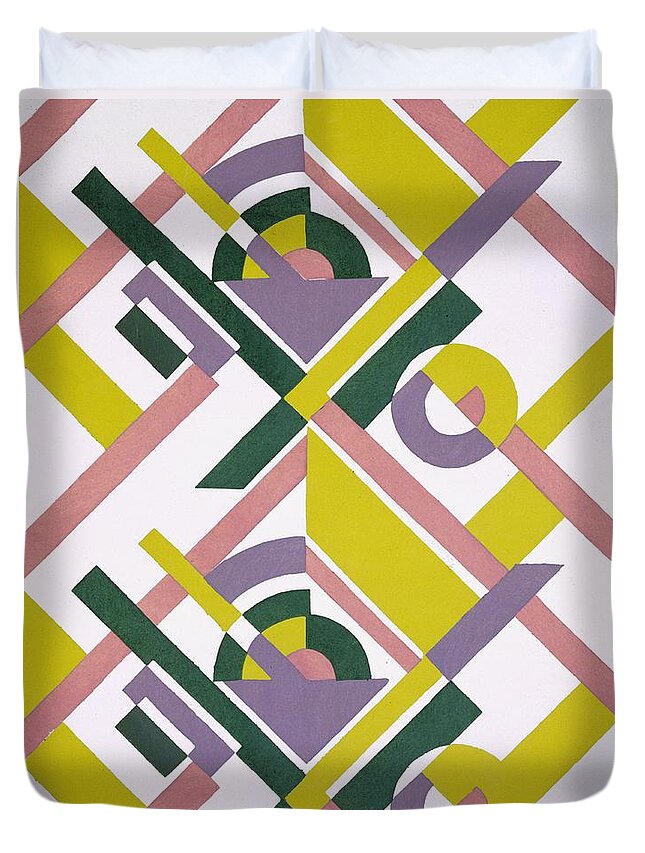 Colourful Duvet Cover featuring the painting Design from Nouvelles Compositions Decoratives by Serge Gladky