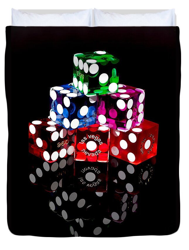 Dice Duvet Cover featuring the photograph Colorful Dice by Raul Rodriguez
