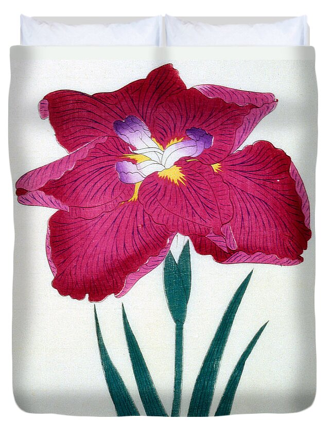 Floral Duvet Cover featuring the painting Japanese Flower by Japanese School