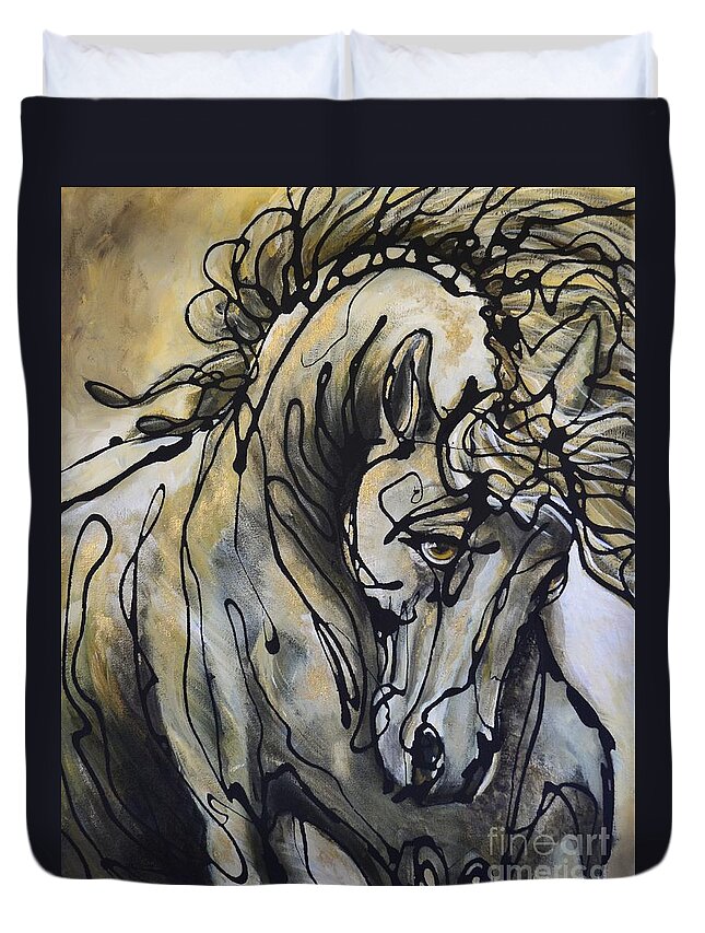 Horse Duvet Cover featuring the painting 24 Carrot by Jonelle T McCoy
