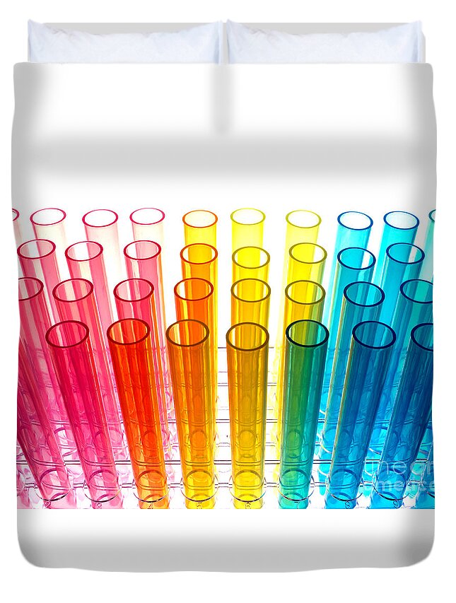 Test Duvet Cover featuring the photograph Laboratory Test Tubes in Science Research Lab by Science Research Lab