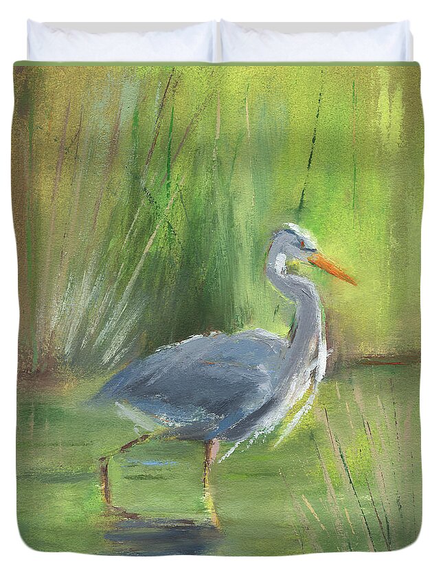 Heron Duvet Cover featuring the painting Untitled #198 by Chris N Rohrbach