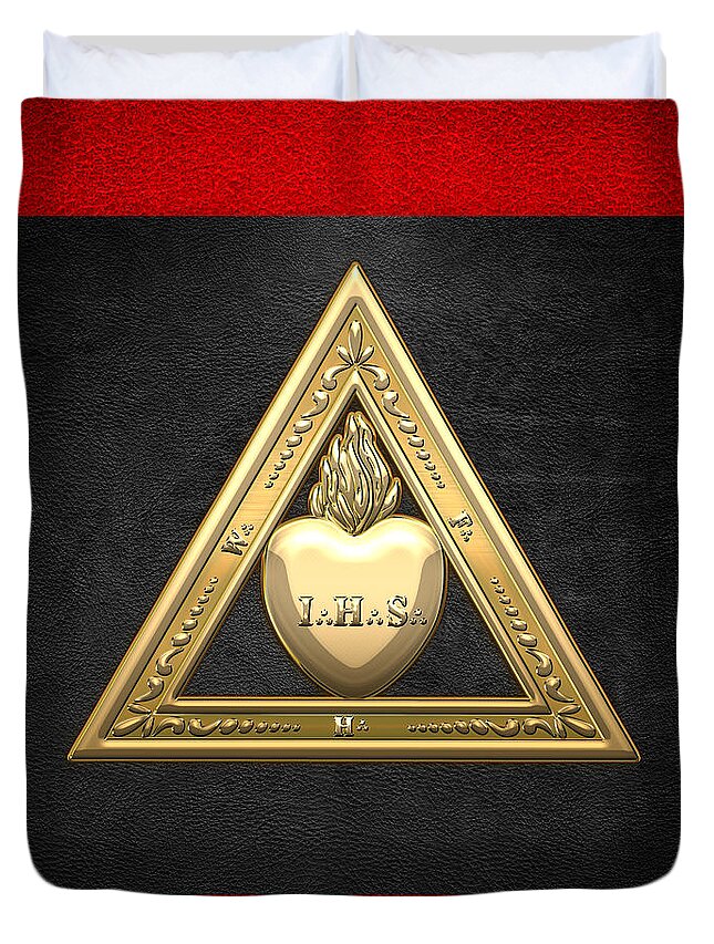'ancient Brotherhoods' Collection By Serge Averbukh Duvet Cover featuring the digital art 26th Degree Mason - Prince of Mercy or Scottish Trinitarian Masonic Jewel by Serge Averbukh