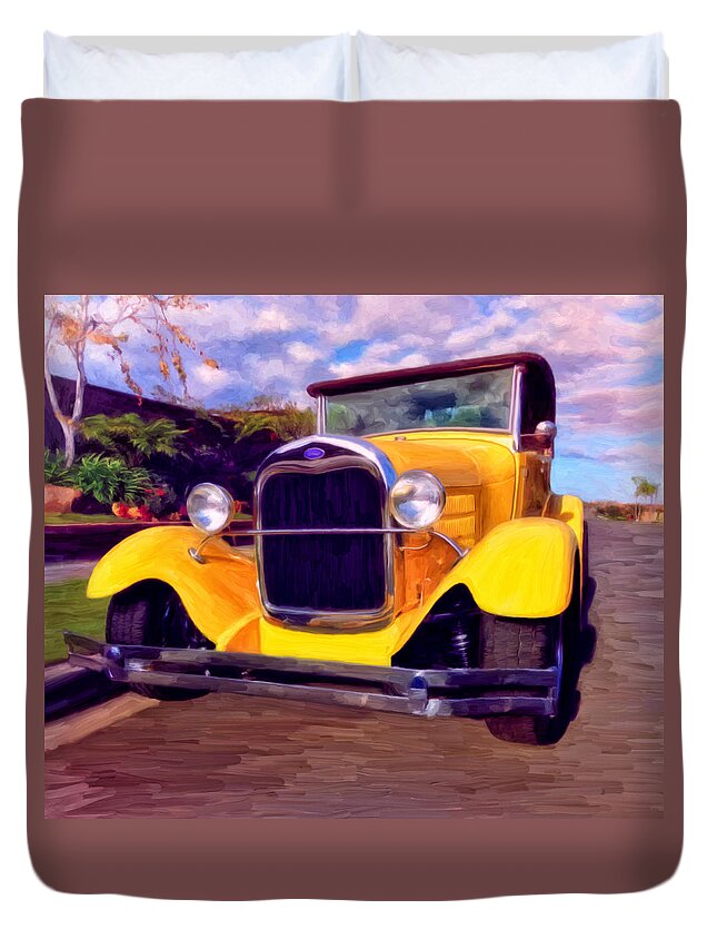 Resto Mod Duvet Cover featuring the painting '28 Ford Pick Up #28 by Michael Pickett