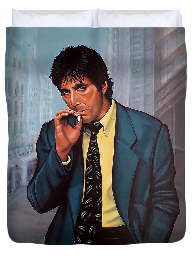 Al Pacino Duvet Cover featuring the painting Al Pacino 2 by Paul Meijering