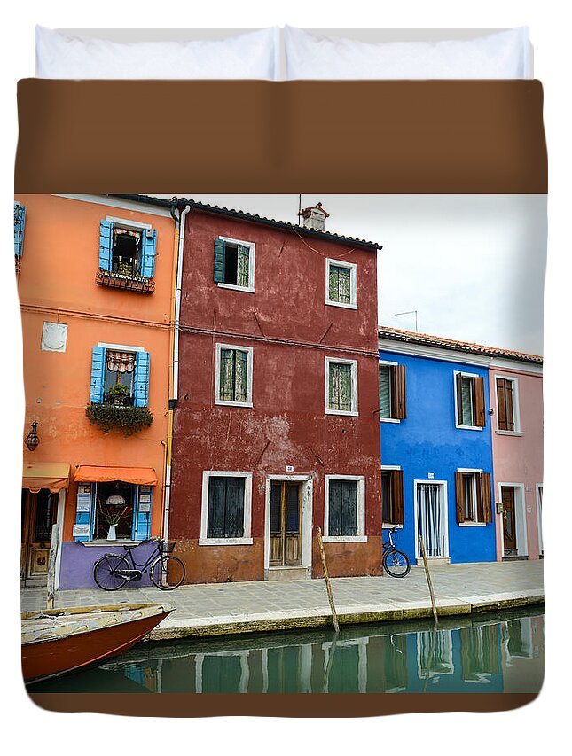 Ancient Duvet Cover featuring the photograph Burano Italy #3 by Brandon Bourdages