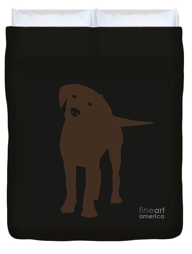 Silhouette Duvet Cover featuring the digital art Chocolate Labrador #4 by Elizabeth Harshman