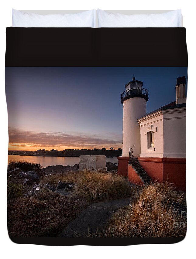 Bandon Duvet Cover featuring the photograph Coquille River Lighthouse #3 by Sean Bagshaw