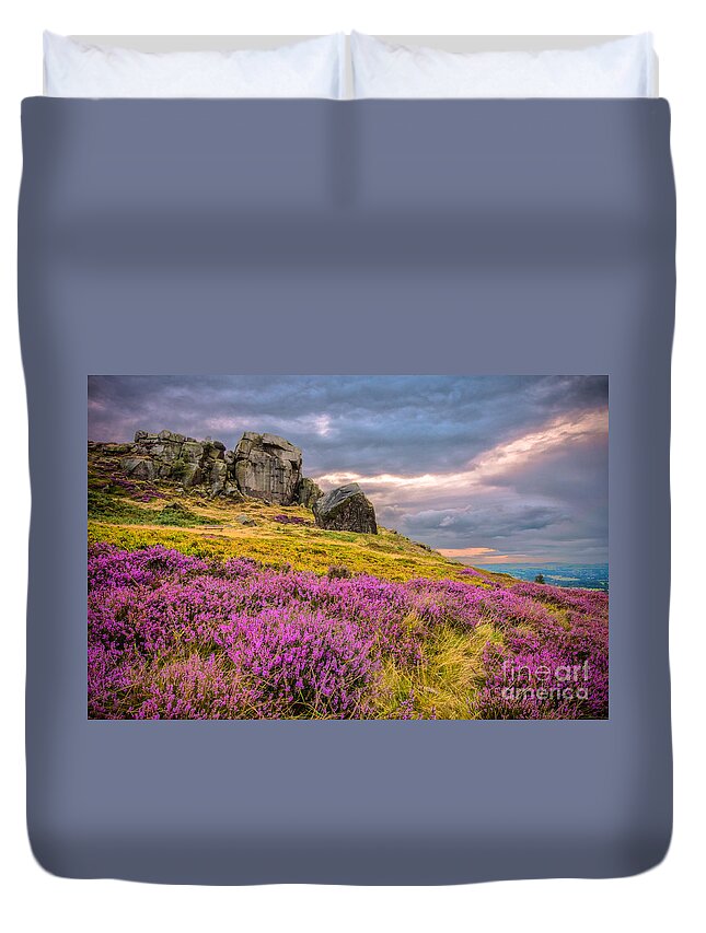 Airedale Duvet Cover featuring the photograph Cow and Calf Rocks by Mariusz Talarek