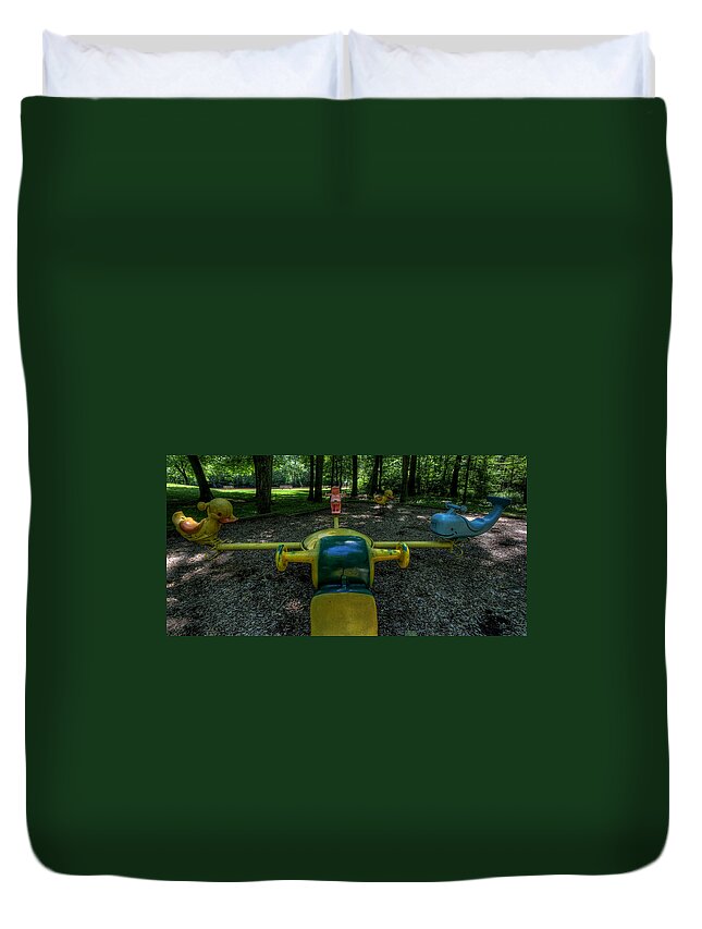 Animals Duvet Cover featuring the photograph Forgotten Playground #3 by David Dufresne