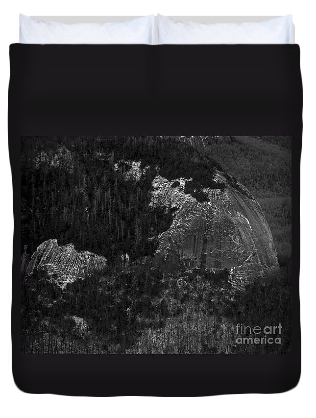 North Carolina Duvet Cover featuring the photograph Looking Glass Rock by Blue Ridge Parkway - Aerial Photo #5 by David Oppenheimer