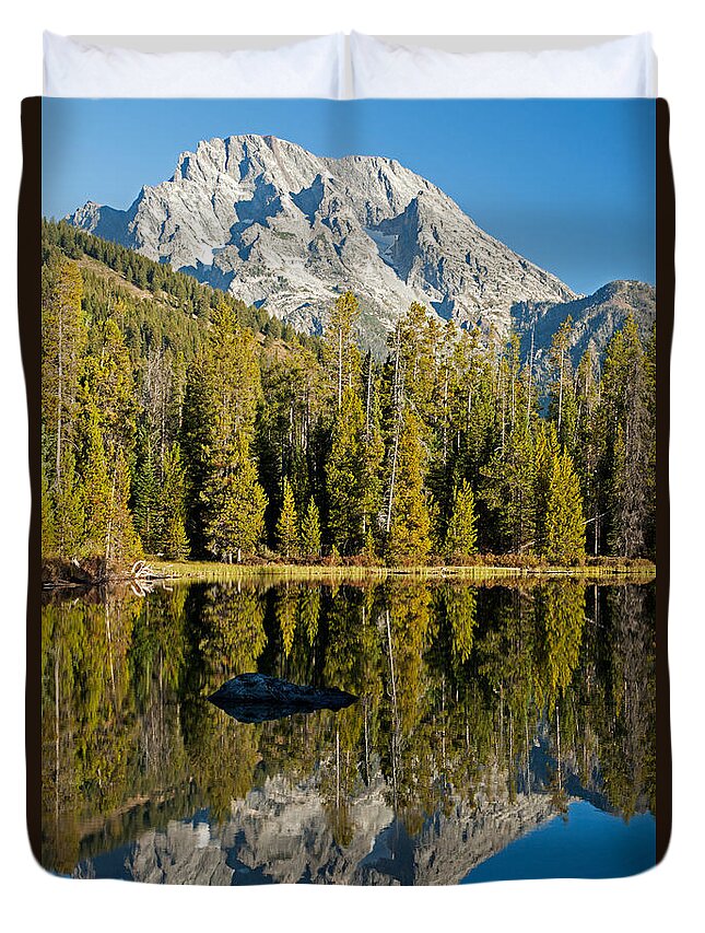 Autumn Duvet Cover featuring the photograph Mount Moran String Lake Grand Teton National Park #3 by Fred Stearns