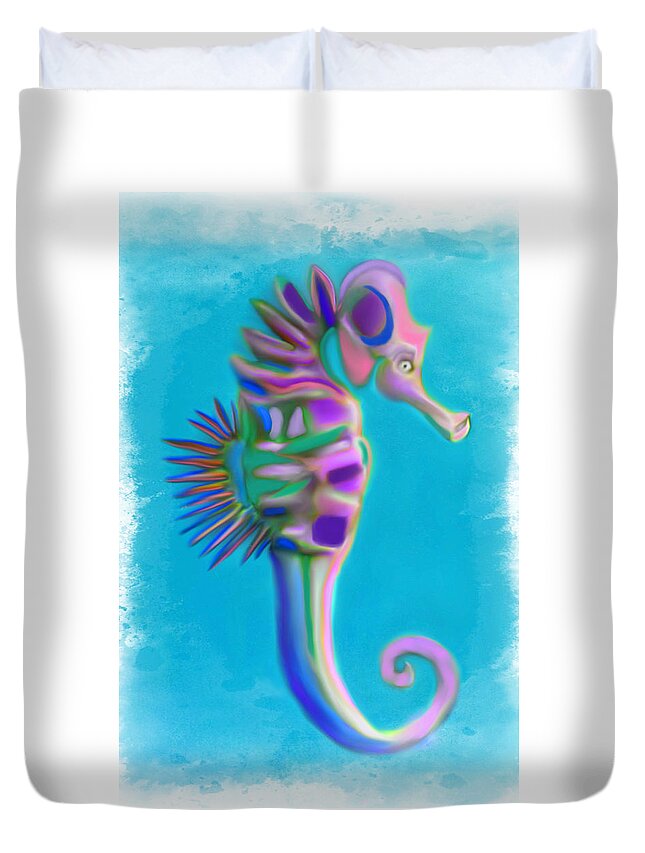 Seahorse Duvet Cover featuring the painting The Pretty Seahorse by Deborah Boyd