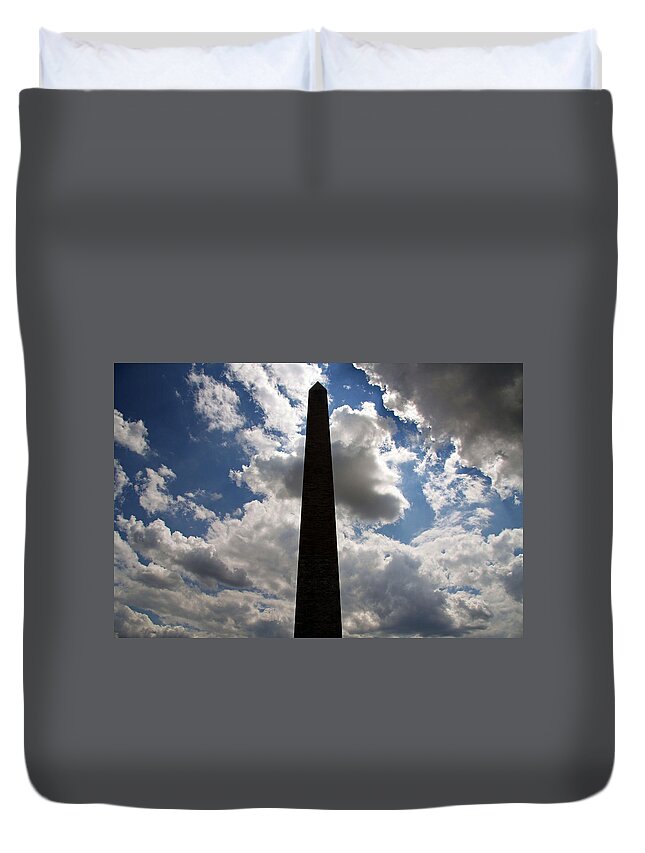 Washington Duvet Cover featuring the photograph Silhouette Of The Washington Monument by Cora Wandel