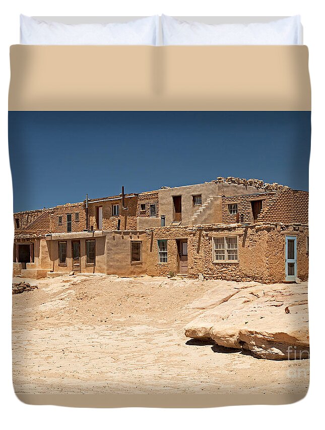 Acoma Duvet Cover featuring the photograph Sky City Acoma Pueblo #3 by Fred Stearns