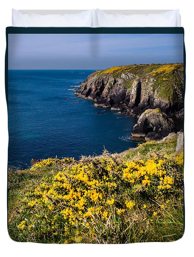 Birth Place Duvet Cover featuring the photograph St Non's Bay Pembrokeshire by Mark Llewellyn