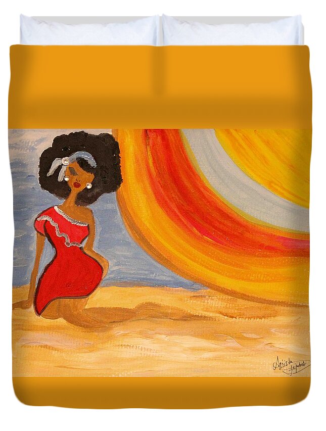 Art Duvet Cover featuring the mixed media Sunny Days #4 by Artista Elisabet
