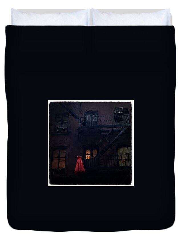 Nyc Duvet Cover featuring the photograph The Red Gown by Natasha Marco