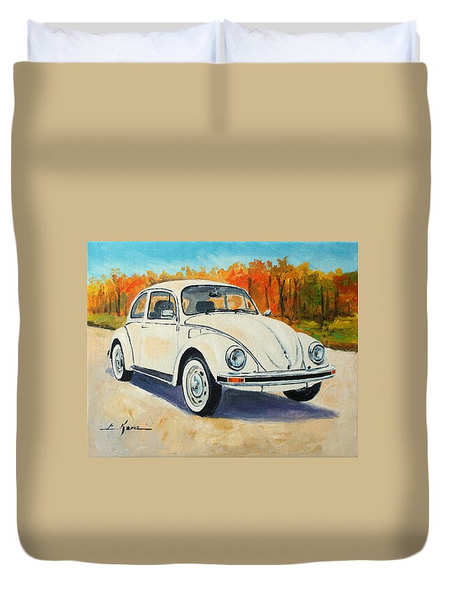 Volkswagen Duvet Cover featuring the painting VW Beetle #3 by Luke Karcz
