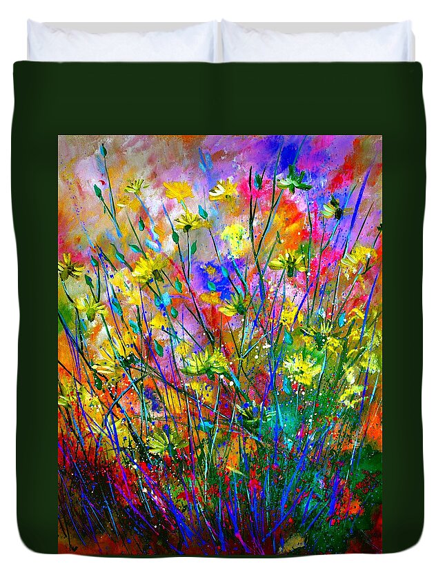 Flowers Duvet Cover featuring the painting Wild Flowers #3 by Pol Ledent