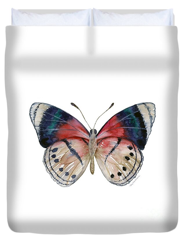 Perisama Duvet Cover featuring the painting 30 Perisama Vaninka Butterfly by Amy Kirkpatrick