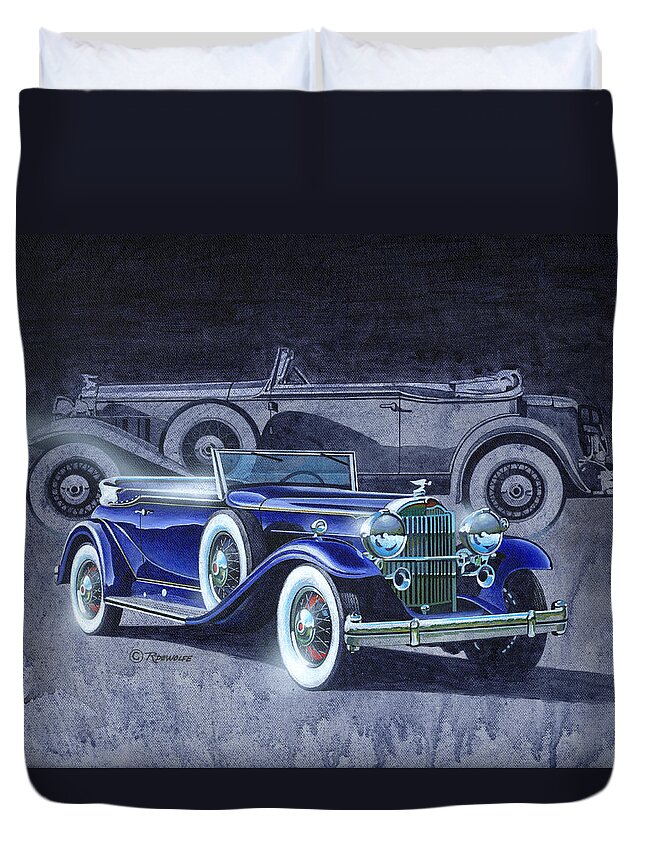 Antique Duvet Cover featuring the painting 32 Packard by Richard De Wolfe