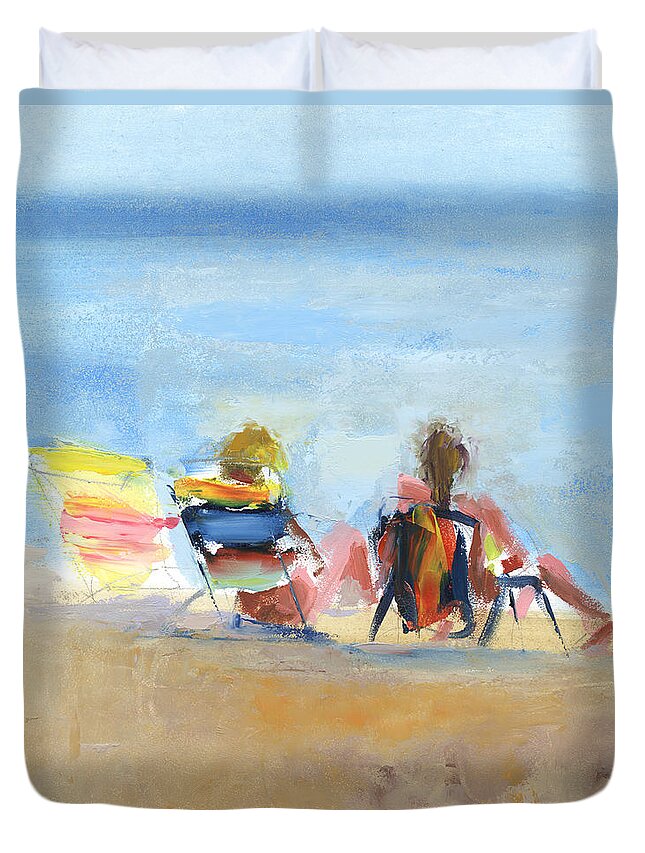 Beach Duvet Cover featuring the painting Untitled #395 by Chris N Rohrbach