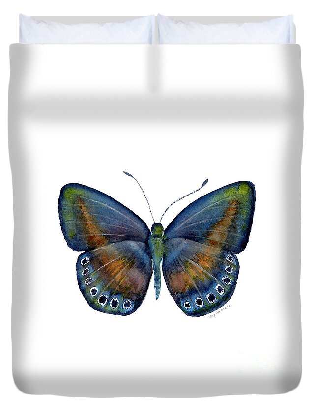 Danis Duvet Cover featuring the painting 39 Mydanis Butterfly by Amy Kirkpatrick