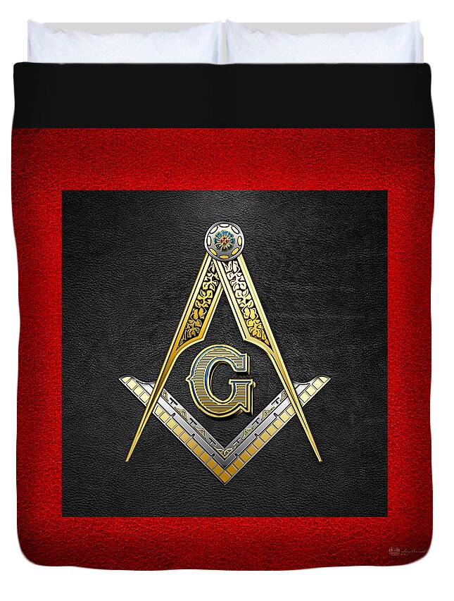 'ancient Brotherhoods' Collection By Serge Averbukh Duvet Cover featuring the digital art 3rd Degree Mason - Master Mason Masonic Jewel by Serge Averbukh