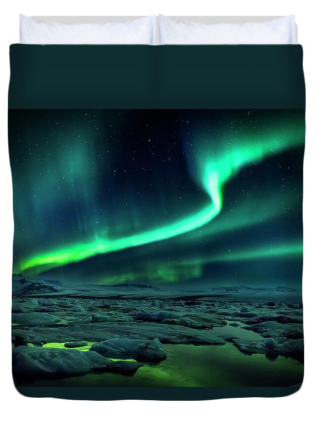 Scenics Duvet Cover featuring the photograph Aurora Borealis Or Northern Lights #4 by Arctic-images