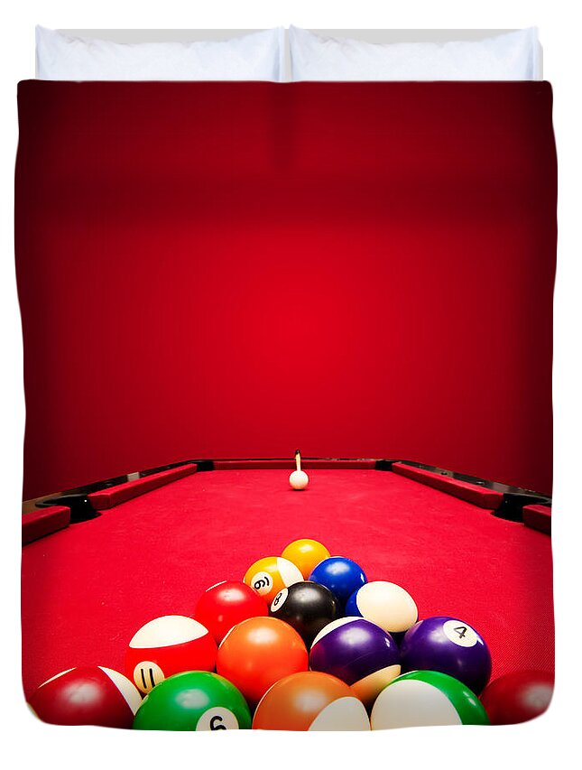 Pool Duvet Cover featuring the photograph Billards pool game #4 by Michal Bednarek