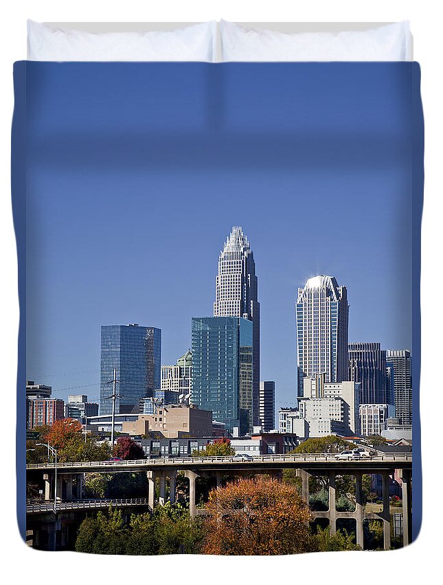 Skyline Duvet Cover featuring the photograph Charlotte Skyline #4 by Jill Lang