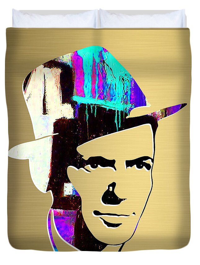 Frank Sinatra Art Duvet Cover featuring the mixed media Frank Sinatra Art #3 by Marvin Blaine