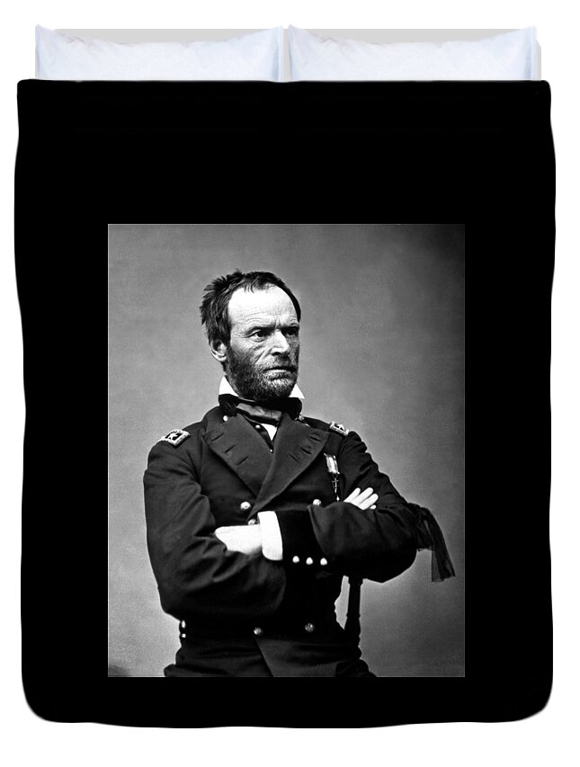 General Sherman Duvet Cover featuring the photograph General William Tecumseh Sherman #4 by War Is Hell Store