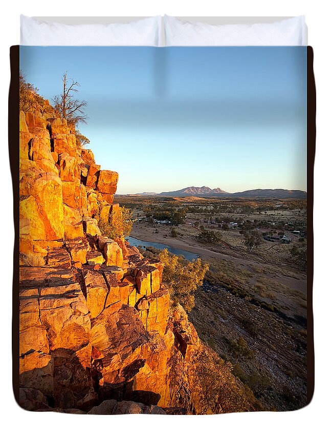 Glen Helen Gorge Outback Landscape Central Australia Water Hole Northern Territory Australian West Mcdonnell Ranges Duvet Cover featuring the photograph Glen Helen Gorge #4 by Bill Robinson