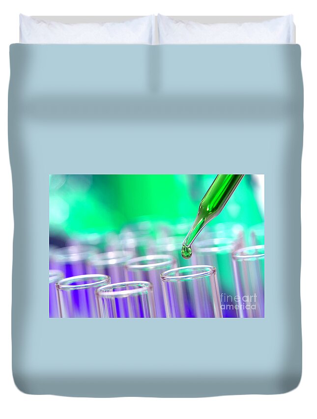 Test Duvet Cover featuring the photograph Laboratory Test Tubes in Science Research Lab #4 by Science Research Lab