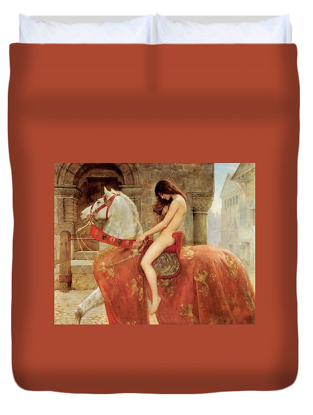 Lady Godiva Duvet Cover featuring the painting Lady Godiva by John Collier