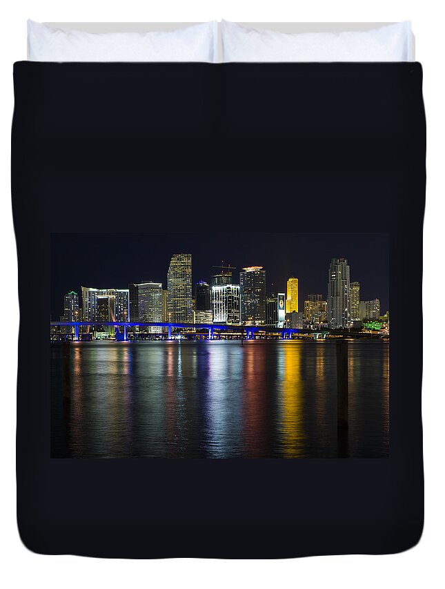 Architecture Duvet Cover featuring the photograph Miami Downtown Skyline by Raul Rodriguez