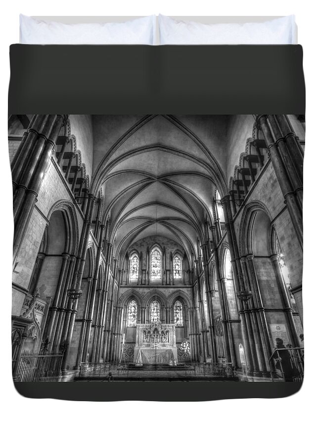 Rochester Cathedral Duvet Cover featuring the photograph Rochester Cathedral interior HDR. #4 by David French