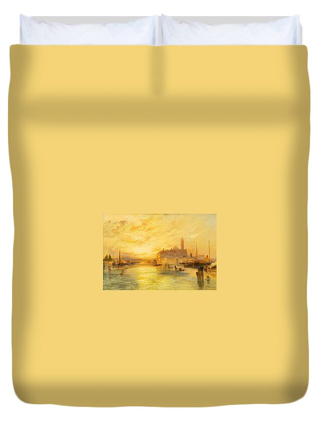 Thomas Moran Duvet Cover featuring the painting Venice #7 by Thomas Moran