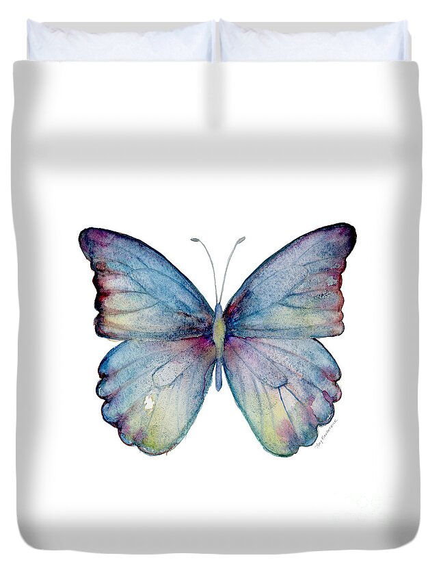 Celestina Duvet Cover featuring the painting 43 Blue Celestina Butterfly by Amy Kirkpatrick