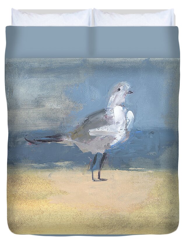 Seagull Duvet Cover featuring the painting Untitled #349 by Chris N Rohrbach