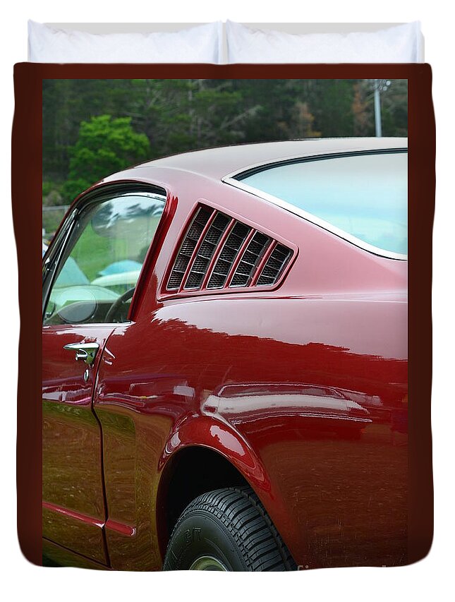 Red Duvet Cover featuring the photograph Classic Mustang by Dean Ferreira