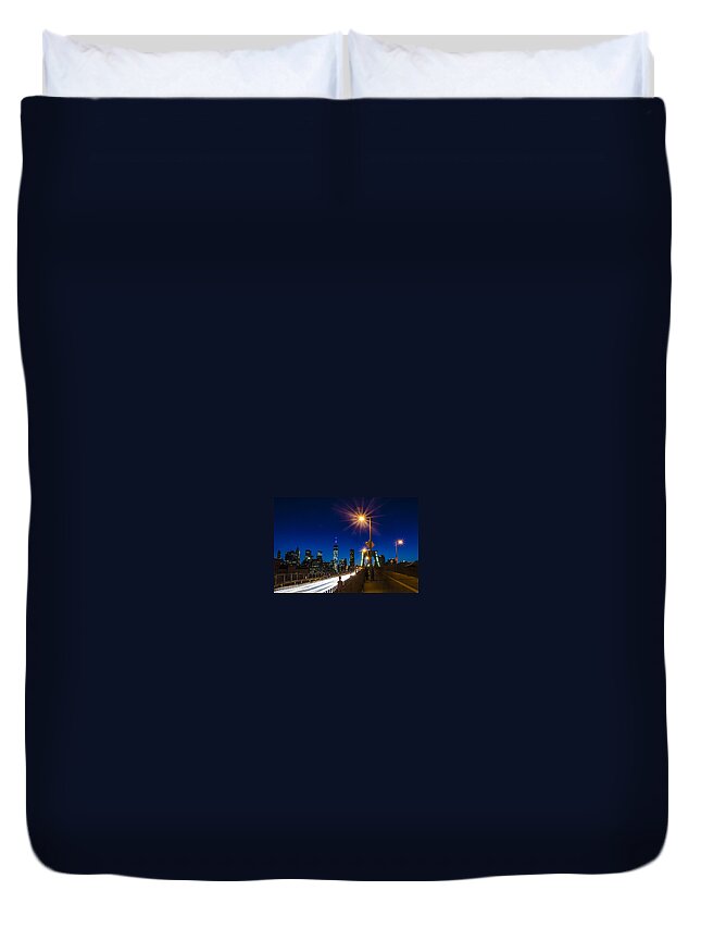Wtc1 Duvet Cover featuring the photograph 4th of July on the Brooklyn Bridge by GeeLeesa Productions